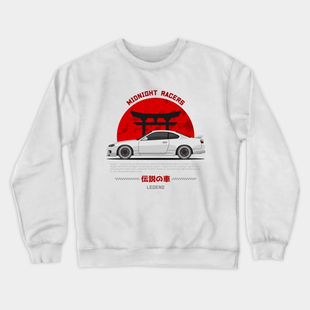 Tuner White Silvia S15 JDM Crewneck Sweatshirt by GoldenTuners